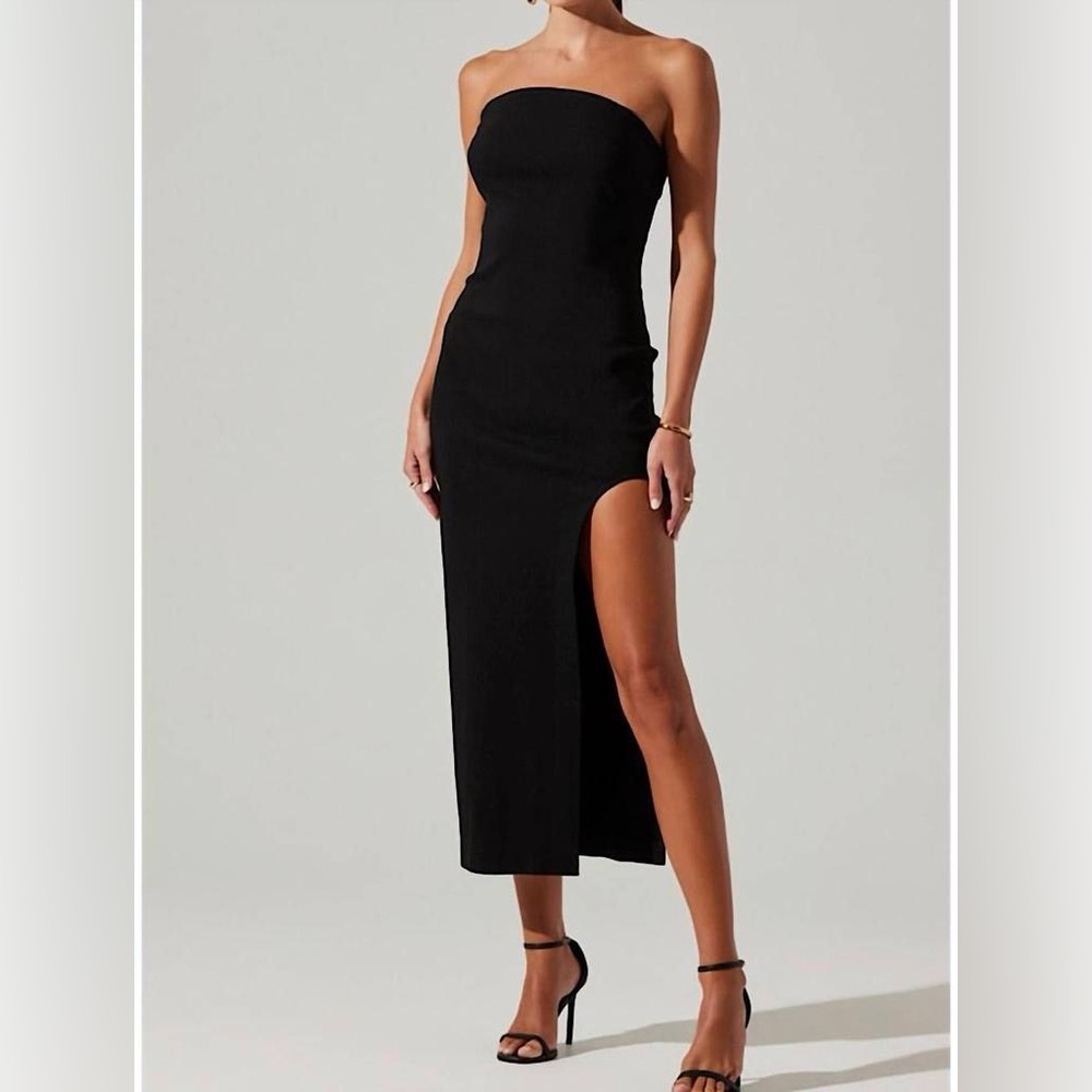 ASTR THE LABEL - Idalia Strapless Bodycon Midi Dress In Black - Size Small